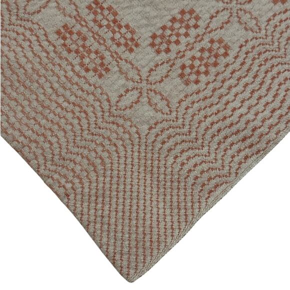 Woven Square Tablecloth Pink White 37" Squares Stars Stripes Minimalist Cotton - Picture 2 of 7